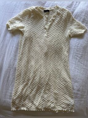 GAP Cream Short-Sleeve Crochet Knit Dress